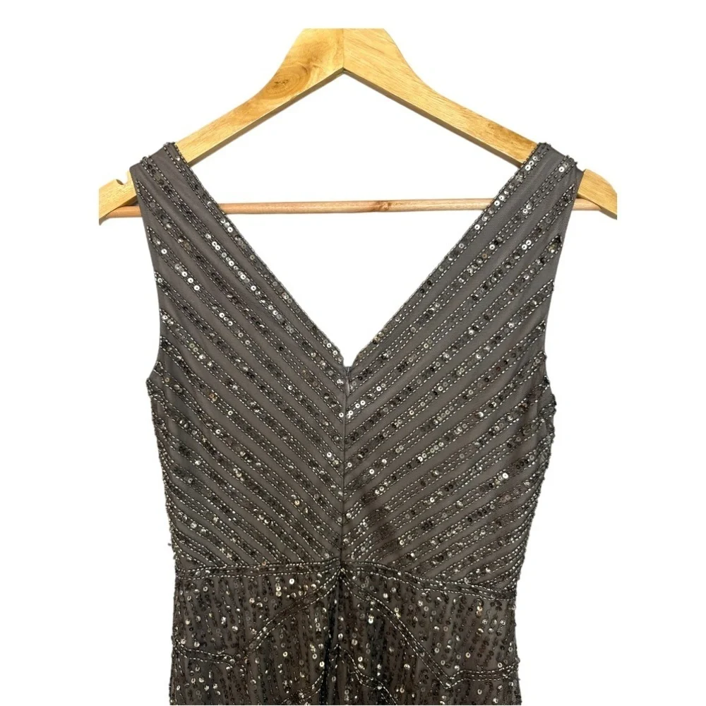 Adrianna Papell Gown Formal Dress Maxi- Sleeveless V-Neck Beaded 0 - Picture 2 of 8